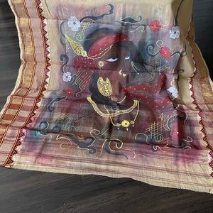 Cotton painted tant saree